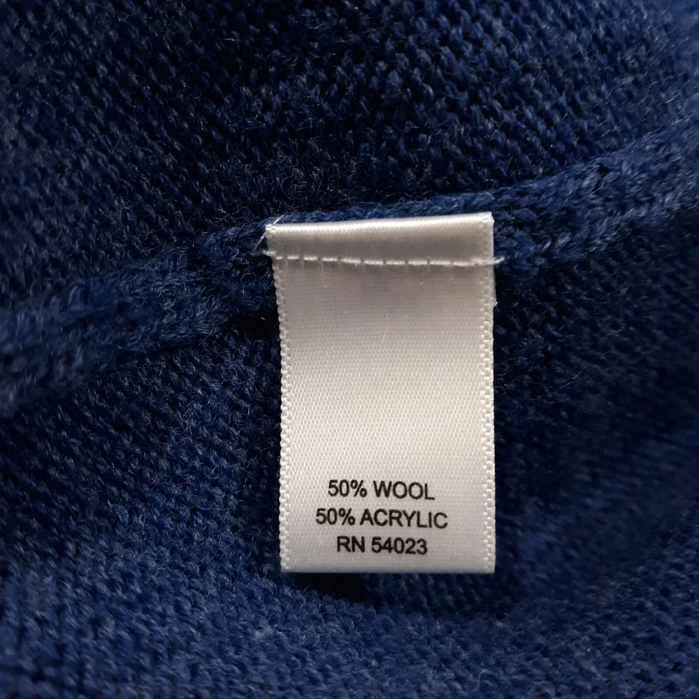 Banana Republic Wool Blend Sweater Mens Large Blue Pullover 1/4 Zip Epaulletes